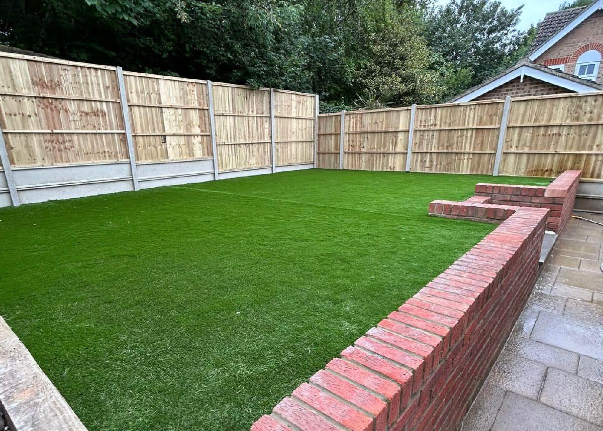Artificial grass laid in the back garden